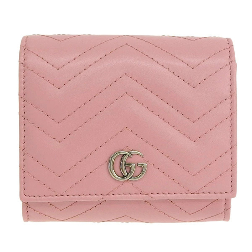 Gucci Bi fold Wallet Leather Blue GG Marmont Cash - Picture 2 of 2